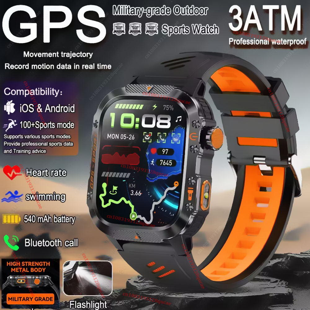 Smartwatch X12 - นาฬิกาสมาร์ทวอทช์ทหารสำหรับกิจกรรมกลางแจ้ง ปี 2026 สำหรับผู้ชาย พร้อม GPS