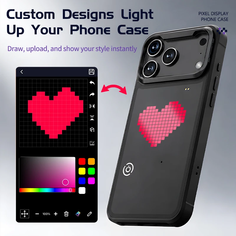 Smart Accessories - เคสโทรศัพท์มือถือแบบ DIY พร้อมหน้าจอแสดงภาพผ่านแอพ สำหรับ iPhone 17