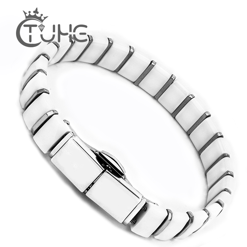 Ceramic Link Bracelet - สีขาวสีดำผู้ชายสุขภาพสร้อยข้อมือและกำไลข้อมือคุณภาพดีสแตนเลส Charm สร้อยข้อมือเครื่องประดับพิเศษสำหรับ Man/ผู้หญิง