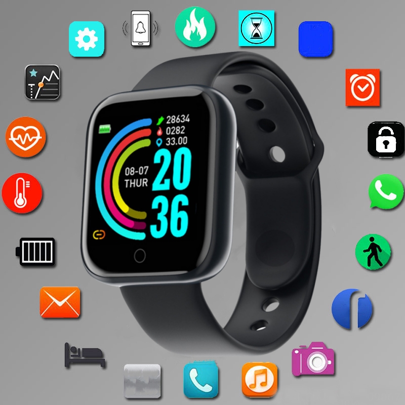 Silicone Band Replacement - สมาร์ทวอท์ชสําหรับผู้ชายผู้หญิงโหมดกีฬาการควบคุมเพลงแคลอรี่ระยะทางฟิตเนสสมาร์ทแบนด์ข้อความเตือนสร้อยข้อมือสมาร์ท Android IOS