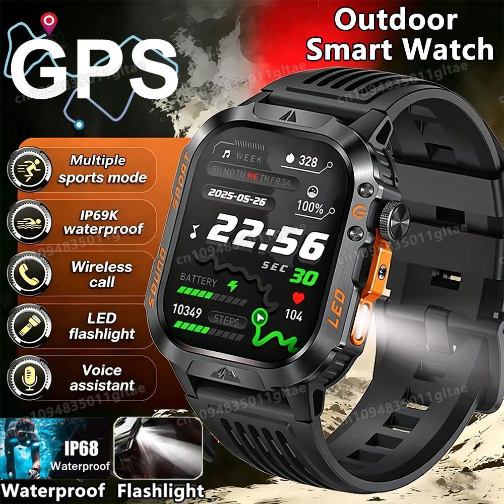 Smartwatch X12 - 2026 ใหม่นาฬิกาสมาร์ททหารผู้ชาย IP67 3ATM กีฬากลางแจ้งฟิตเนสติดตามความดันโลหิตสุขภาพ BT
