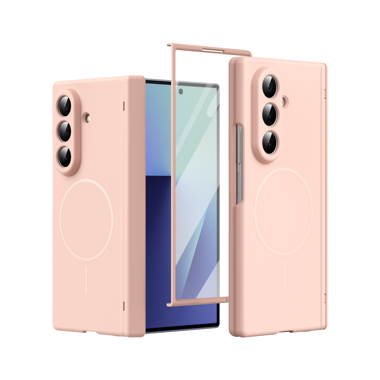 Screen Protector Film - เคสแม่เหล็กแบบเต็มตัวป้องกันรอยนิ้วมือ พร้อมฟิล์มกระจกนิรภัยด้านหน้า สำหรับ Samsung Galaxy Z