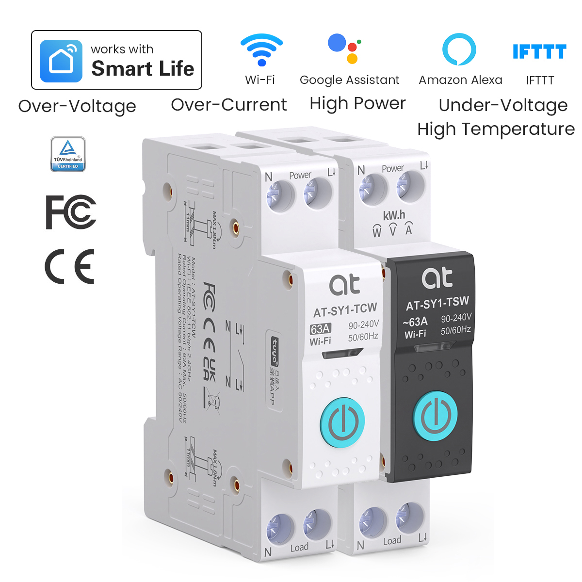 Smart Accessories - เบรกเกอร์วงจรไฟฟ้าอัจฉริยะ Tuya WiFi 1P+N 63A MCB