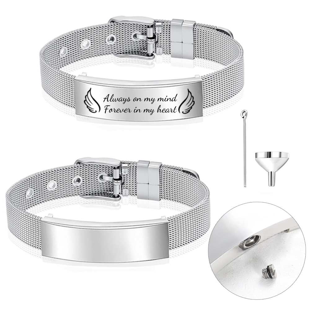 Stainless Mesh Band - เครื่องประดับ Urn สร้อยข้อมือ e สําหรับผู้หญิงผู้ชายสแตนเลสสตีลลวดตาข่ายนาฬิกาสไตล์สร้อยข้อมือกําไลข้อมือ