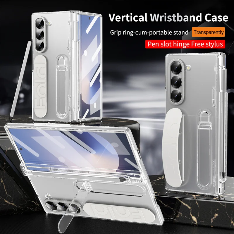 Screen Protector Film - เคสโทรศัพท์แบบมีบานพับพร้อมที่ใส่สายรัดข้อมือสุดหรูสำหรับ Samsung Galaxy Z Fold 7