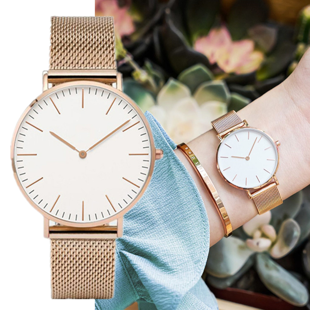 Stainless Mesh Band - แบรนด์หรูนาฬิกาผู้หญิงแฟชั่นสแตนเลสตาข่ายเข็มขัดควอตซ์นาฬิกาข้อมือสุภาพสตรีนาฬิกาของขวัญ Montre Femme