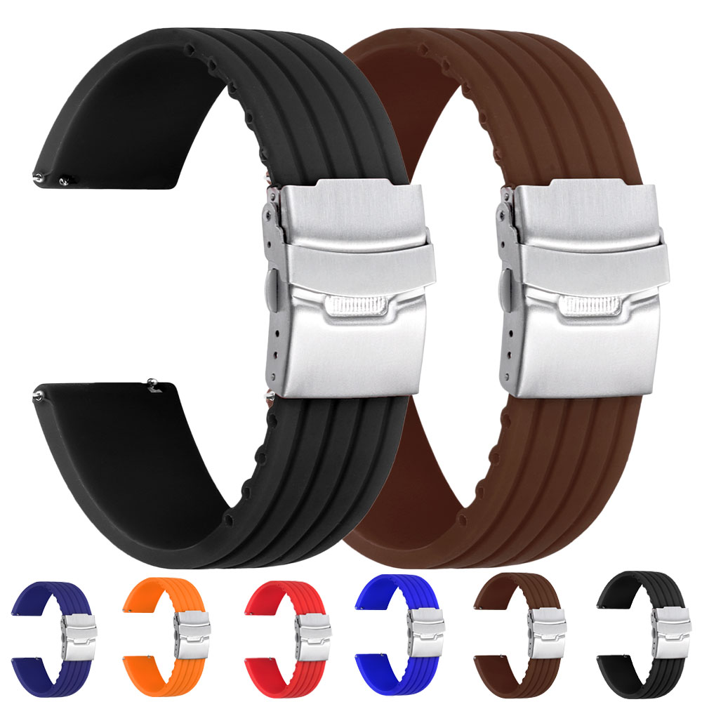 Fossil Smartwatch Accessories - 18/20/22/24 มม.สายนาฬิกาซิลิโคนแบบปลดเร็วสำหรับนาฬิกาหัวเว่ย GT4/GT3 46 มม.สำหรับไซโกสำหรับโอเมก้าสำหรับฟอสซิลสายยาง