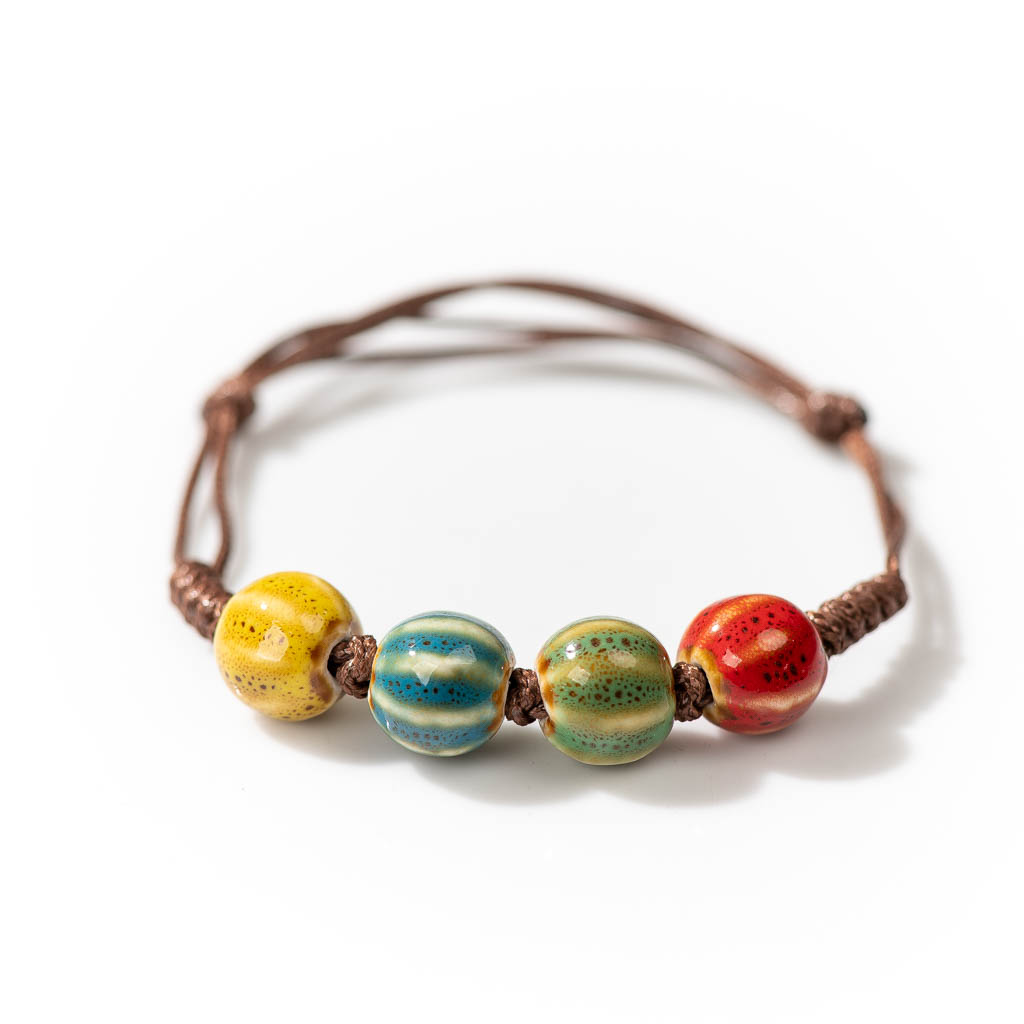Ceramic Link Bracelet - ทำด้วยมือเซรามิคสไตล์วินเทจลูกปัดปรับขนาดสร้อยข้อมือของขวัญขายส่งต่ำราคา Wholesale 1H504