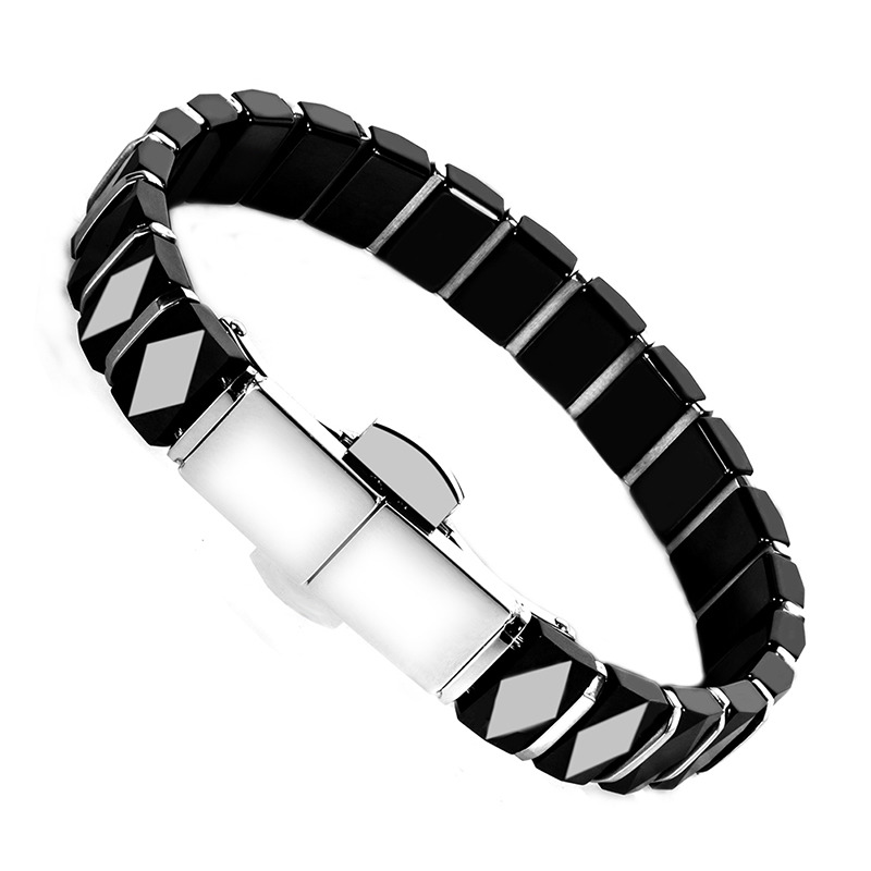 สีขาวสีดำผู้ชายสุขภาพสร้อยข้อม - Ceramic Link Bracelet บทวิจารณ์และราคา