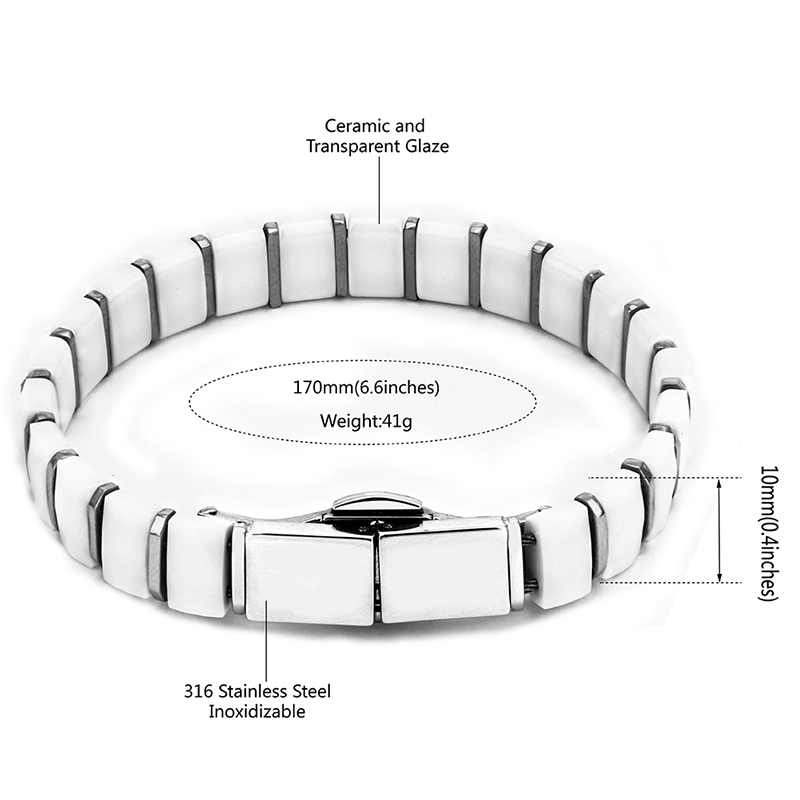สีขาวสีดำผู้ชายสุขภาพสร้อยข้อม - Ceramic Link Bracelet บทวิจารณ์และราคา