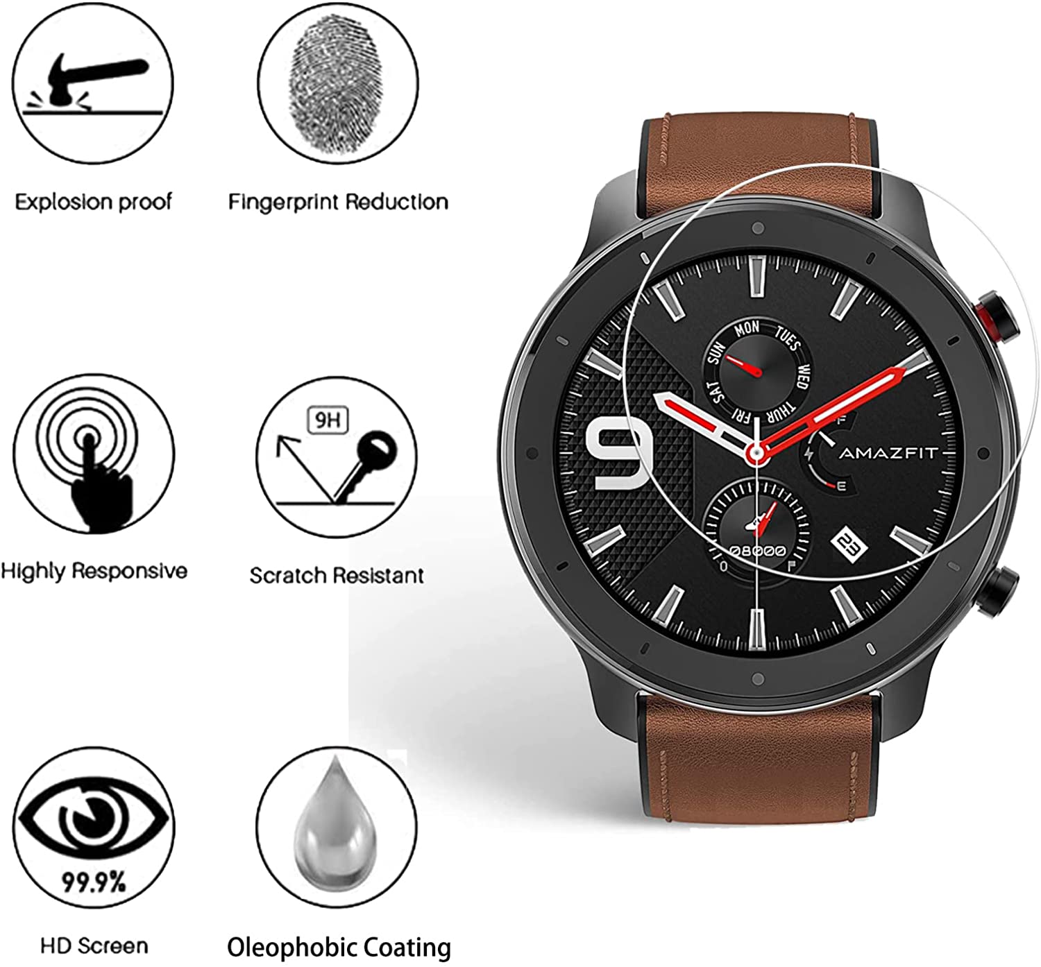 9H กระจกนิรภัยฟิล์มสําหรับ Ama - Watch Face Protector บทวิจารณ์และราคา