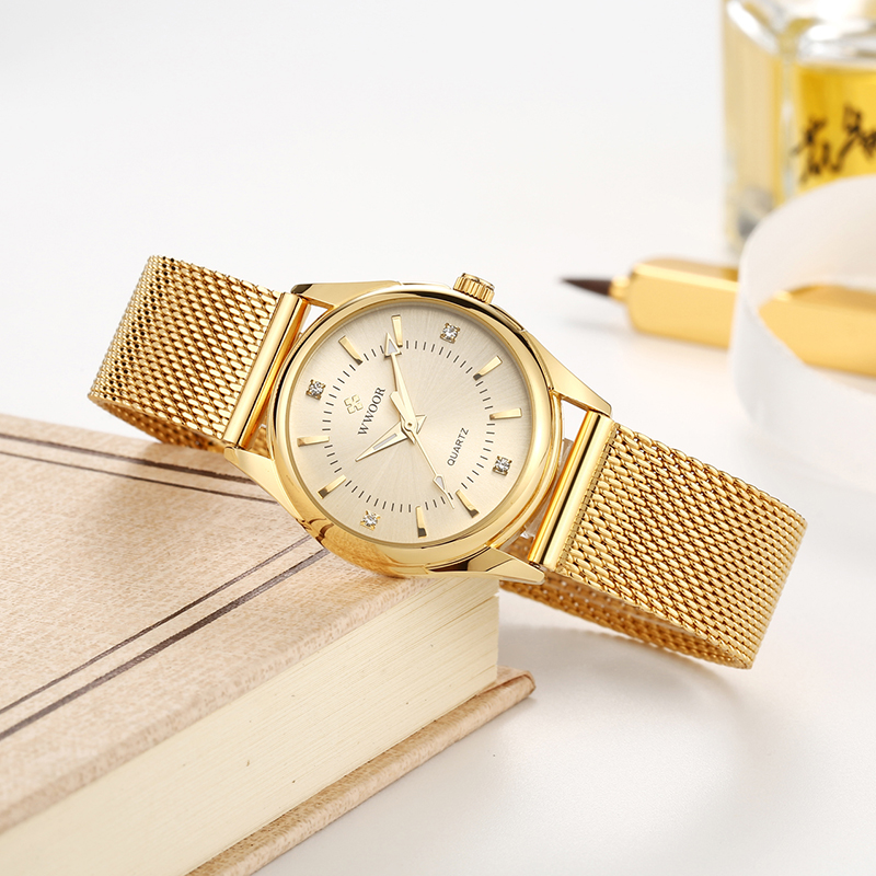WWOOR แบรนด์หรูชุดทองนาฬิกาสุภ - Stainless Mesh Band บทวิจารณ์และราคา