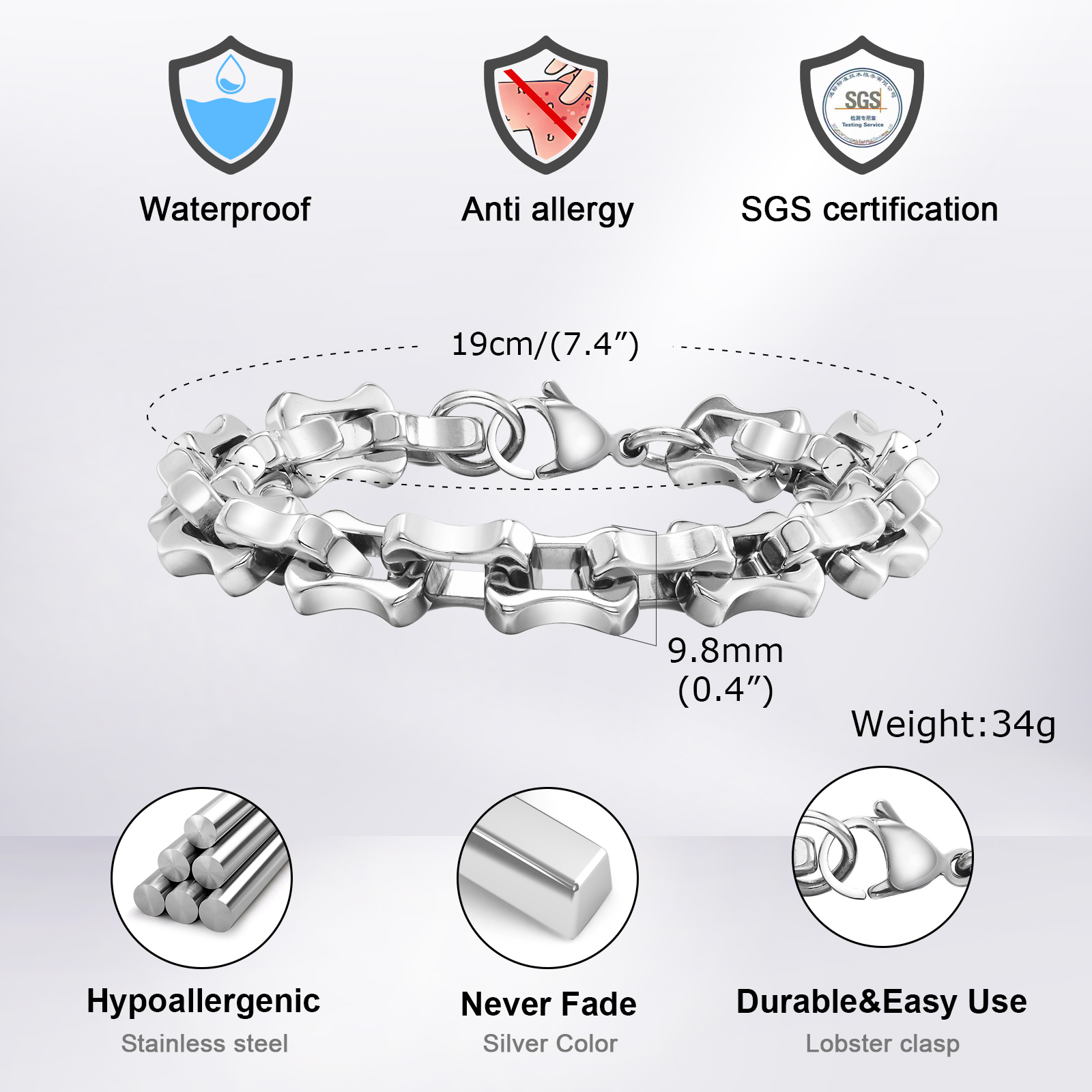 Vnox กำไลข้อมือแบบถักสำหรับผู้ - Ceramic Link Bracelet บทวิจารณ์และราคา