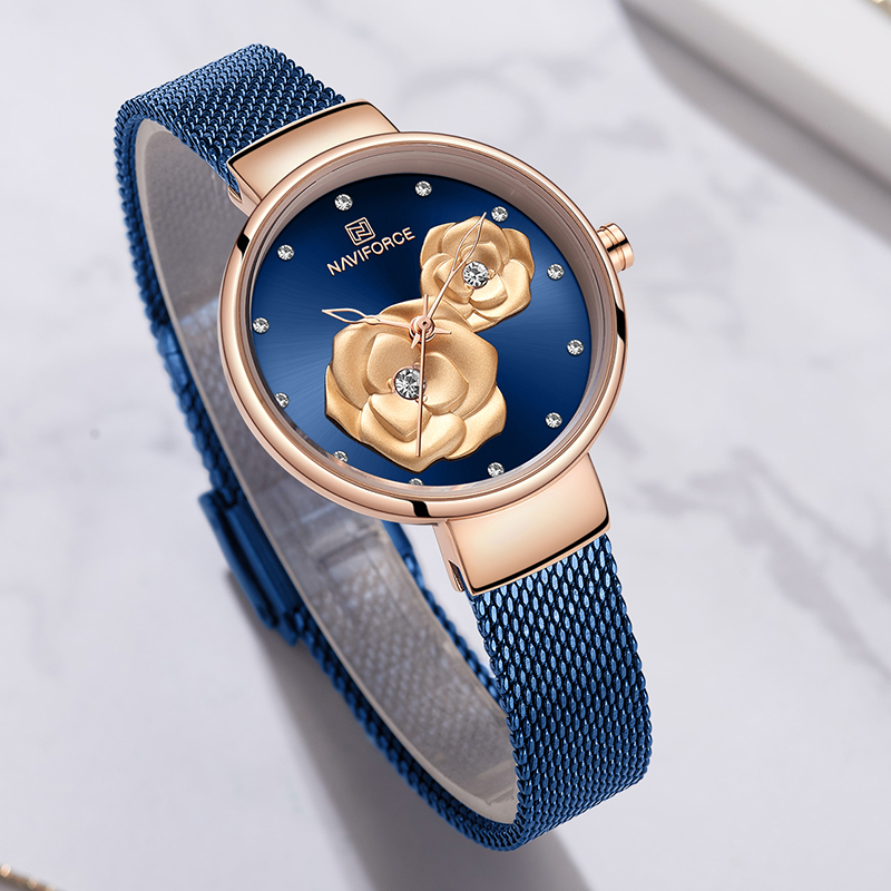 นาฬิกาข้อมือผู้หญิง NAVIFORCE  - Stainless Mesh Band บทวิจารณ์และราคา